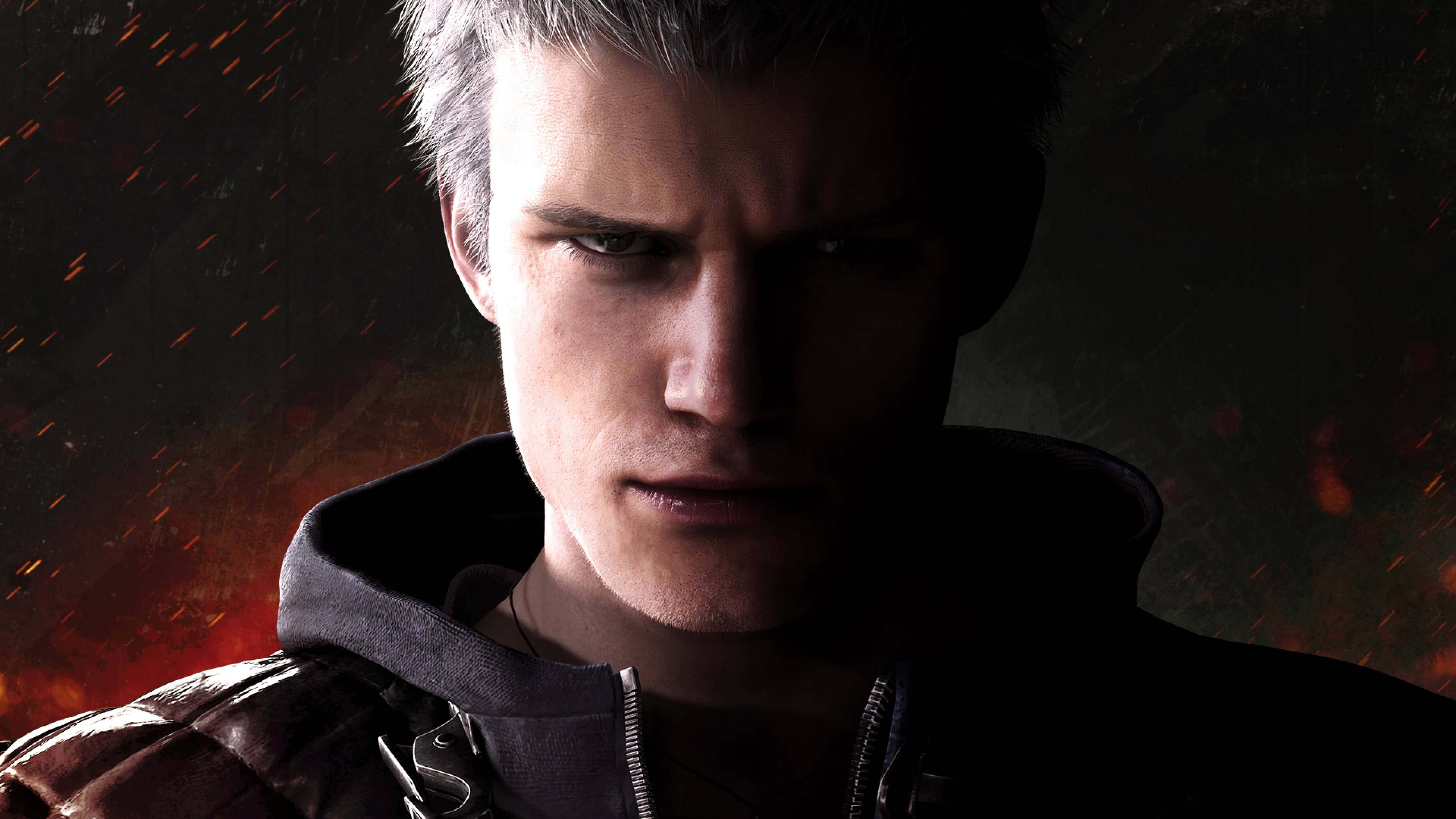 Vergil, silver hair, intense eyes, 5K Desktop Wallpaper