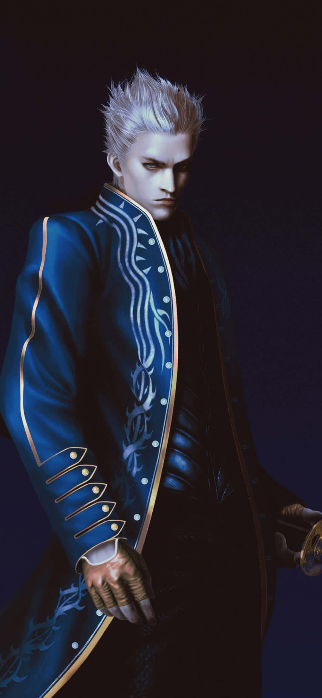 Vergil, blue coat, gold trim, Full HD Phone Wallpaper