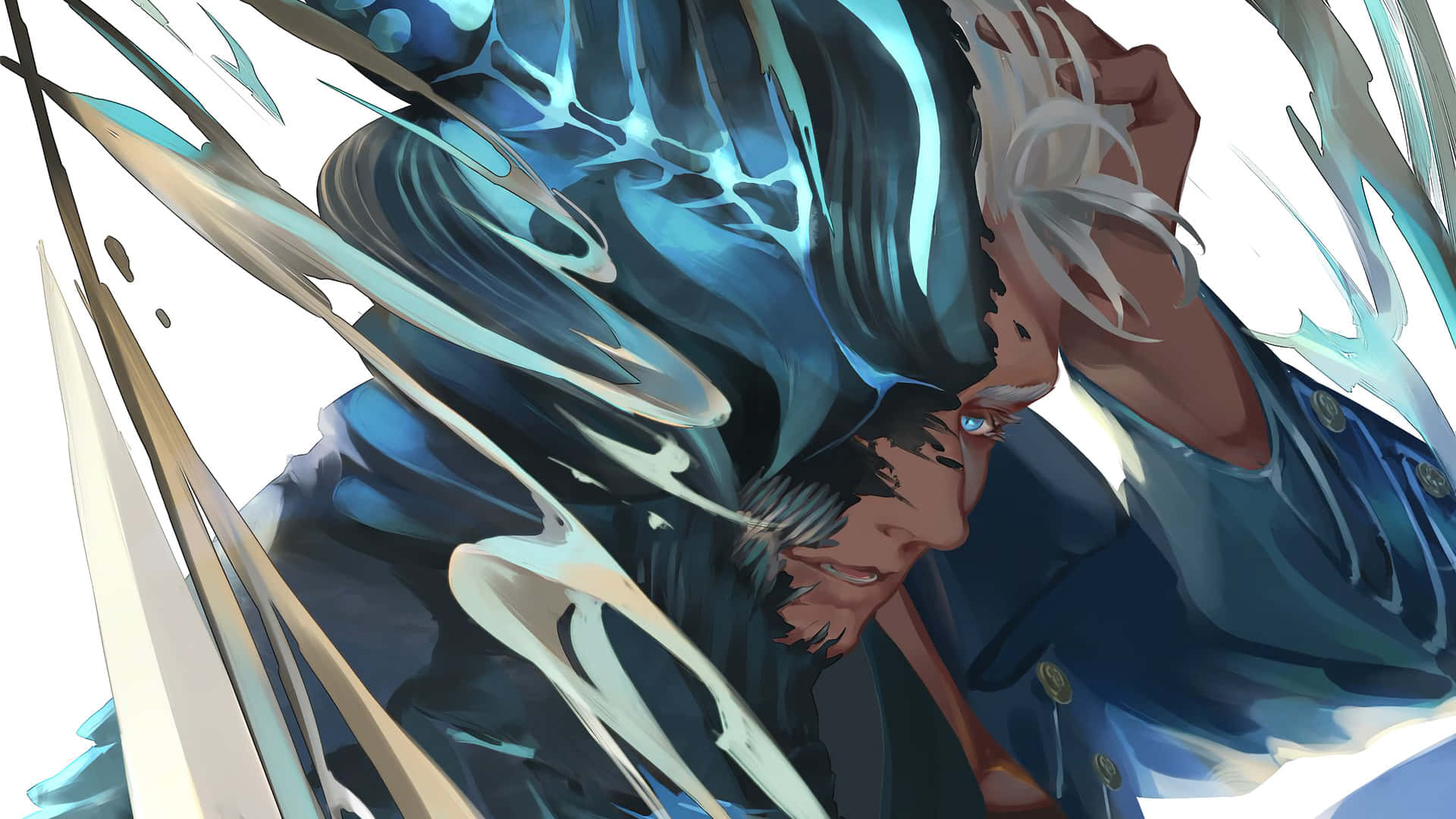 Vergil, dark hair, blue eyes, Full HD Desktop Wallpaper