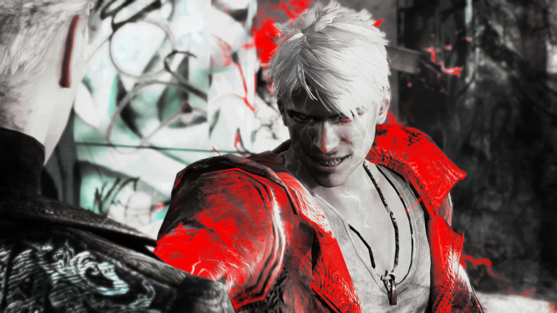 Vergil, red coat, white-haired, Full HD Desktop Wallpaper