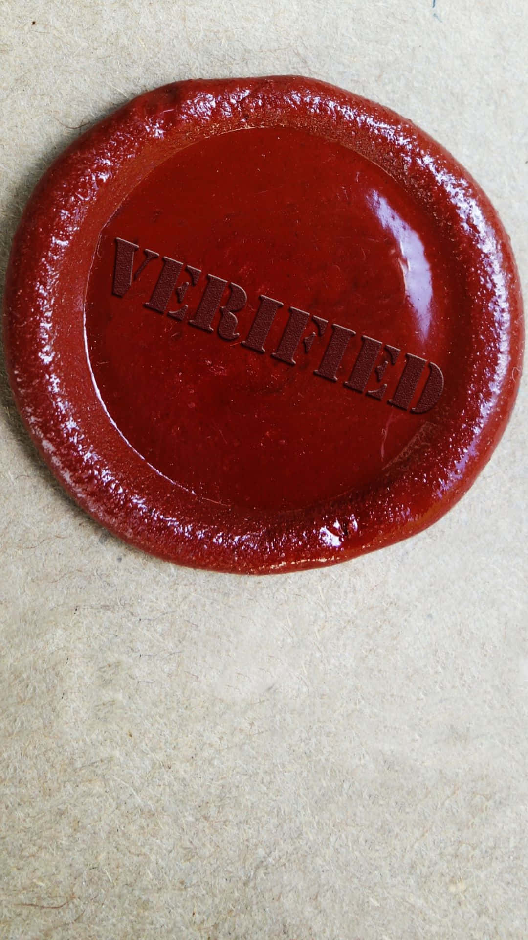 red wax seal, VERIFIED, textured beige paper, Full HD Phone Wallpaper