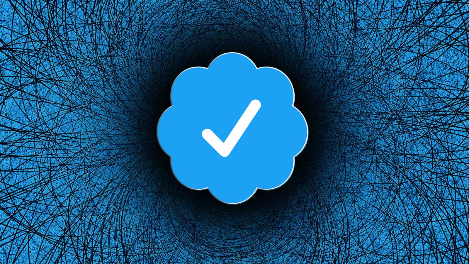 blue cloud icon, white checkmark, tunnel of black scribbles, HD Desktop Wallpaper