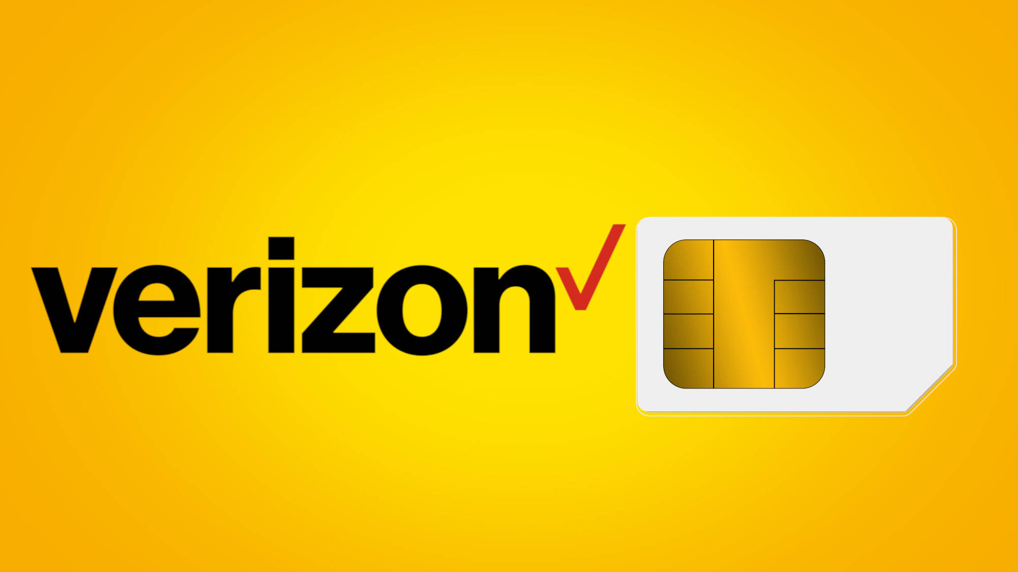 Verizon, SIM card, vibrant yellow background, Full HD Desktop Wallpaper