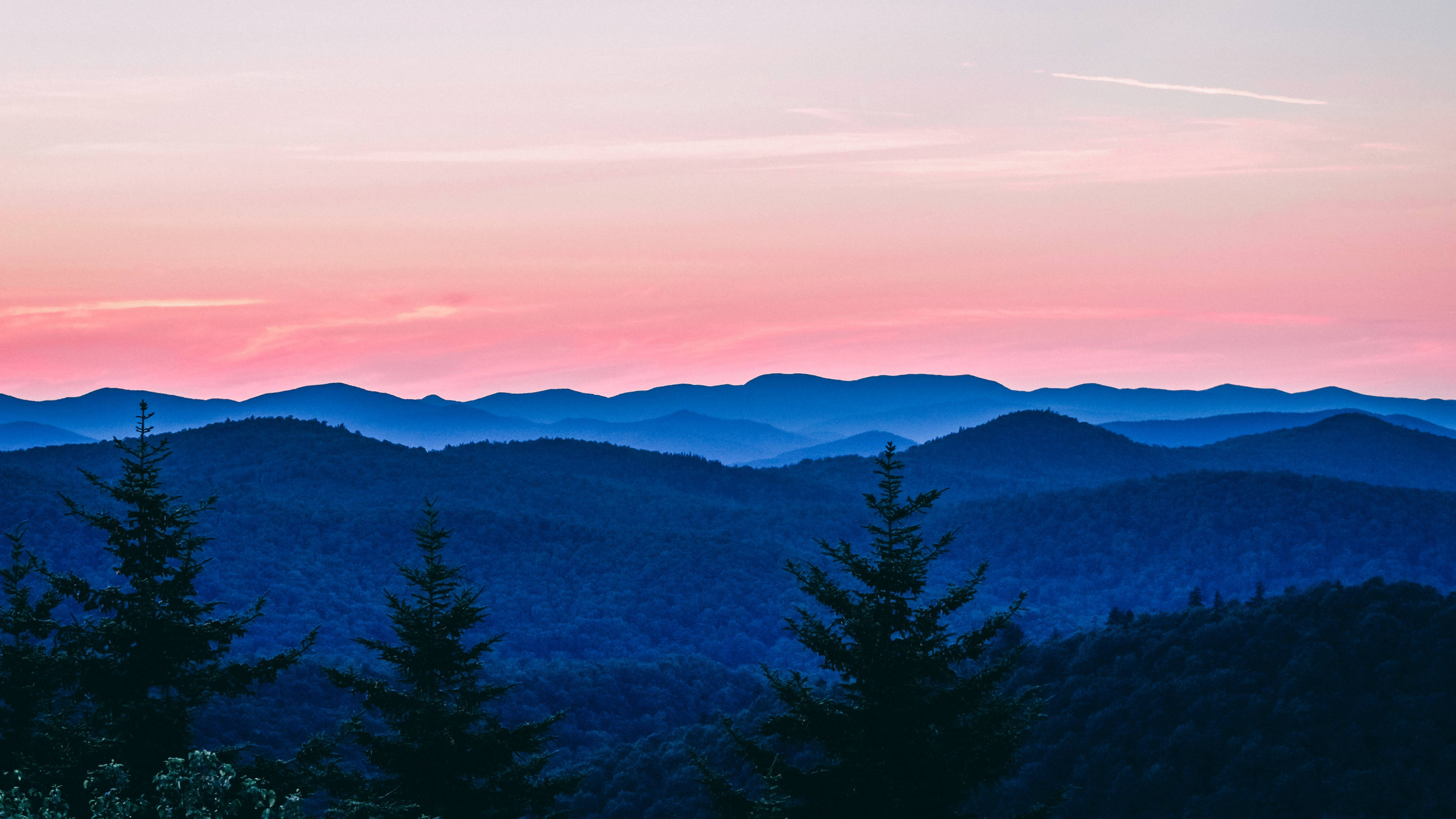 Vermont, evergreen trees, mountain ranges, 4K Desktop Wallpaper
