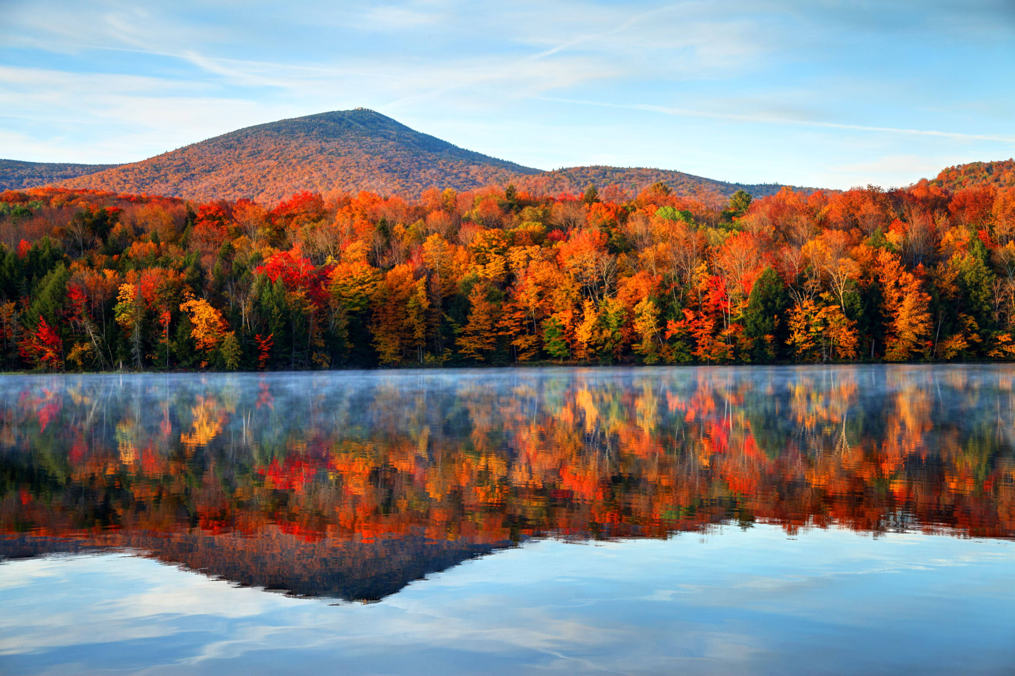 Vermont, autumn, lake, 4K Desktop Wallpaper