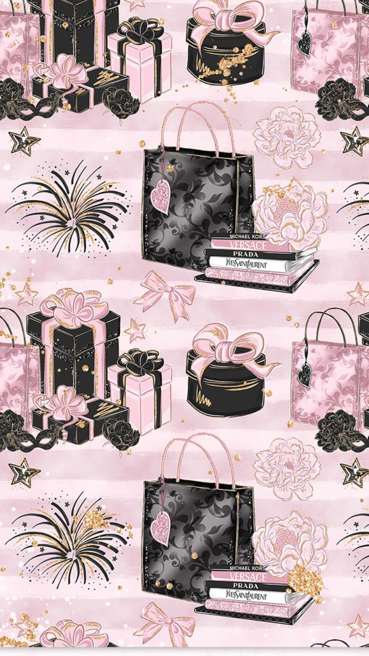 Versace iPhone, pink, black, Full HD Phone Wallpaper