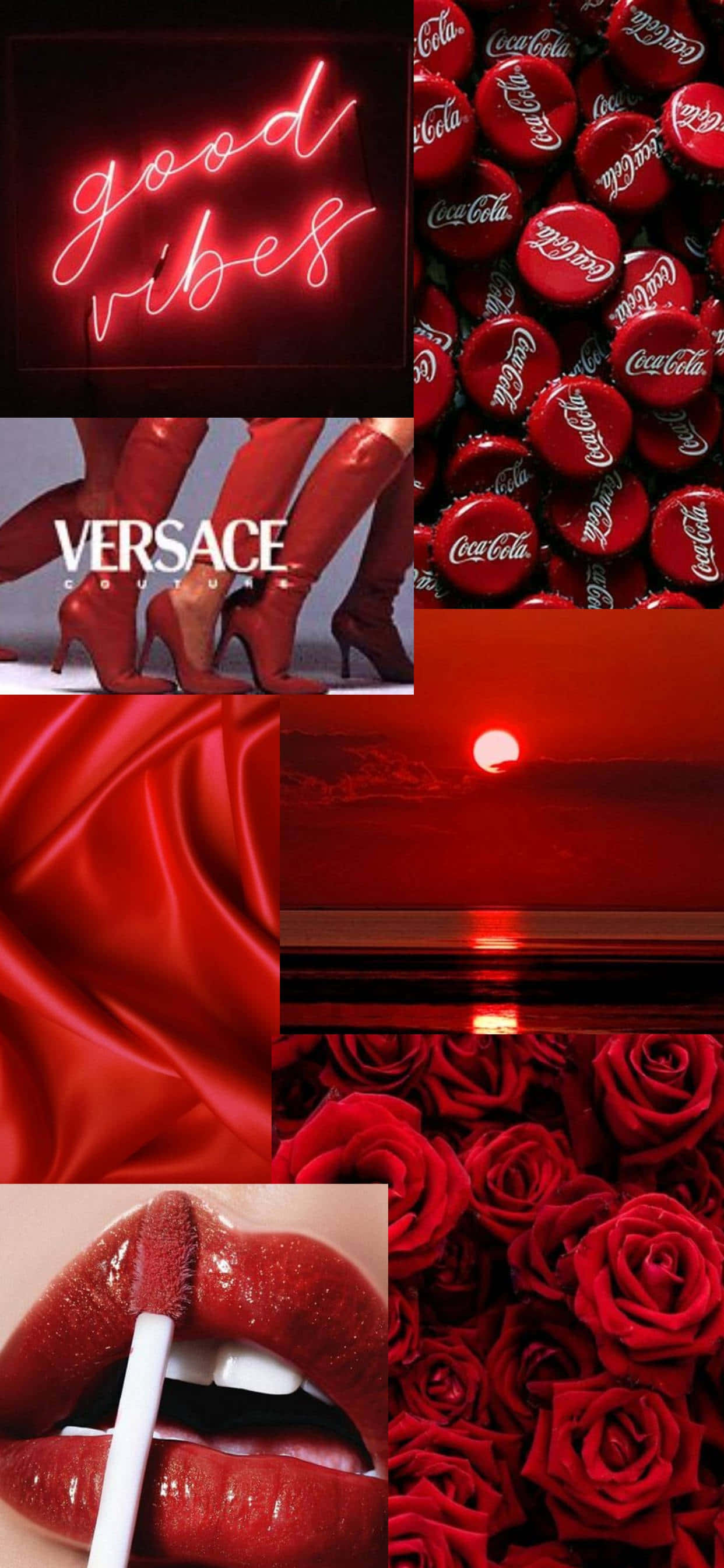 Versace iPhone, vibrant red, neon signs, 2K Phone Wallpaper