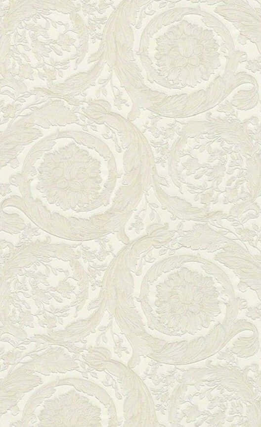 Versace iPhone, cream-colored, embossed floral, SD Phone Wallpaper
