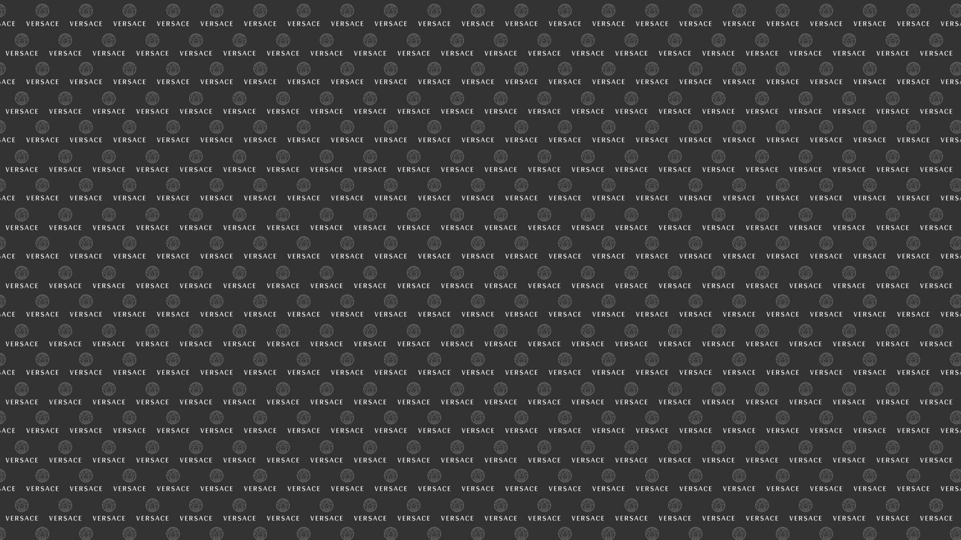 Versace logo, dark gray, gold accents, Full HD Desktop Wallpaper