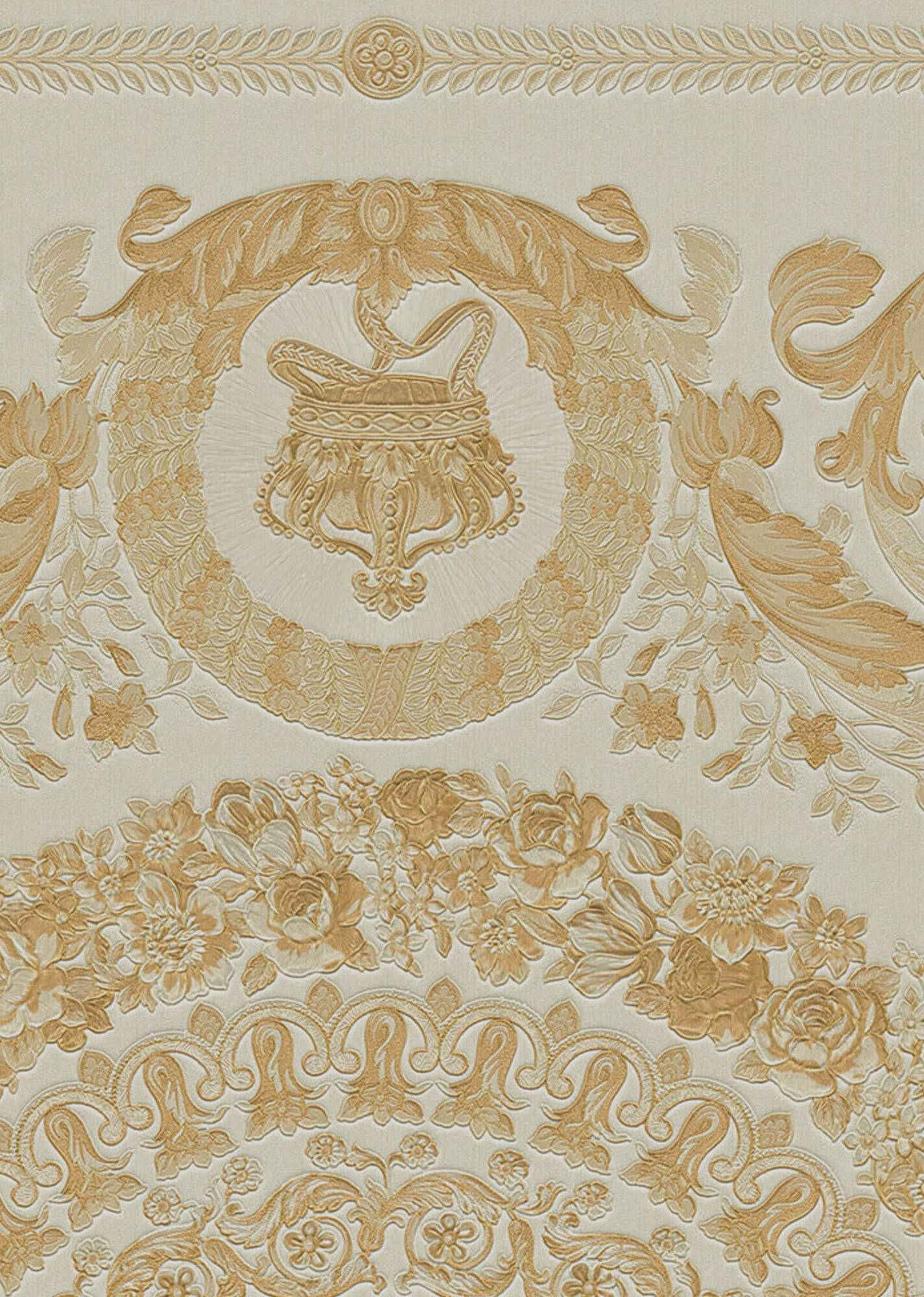 Versace Logo, golden, cream, Full HD Phone Wallpaper