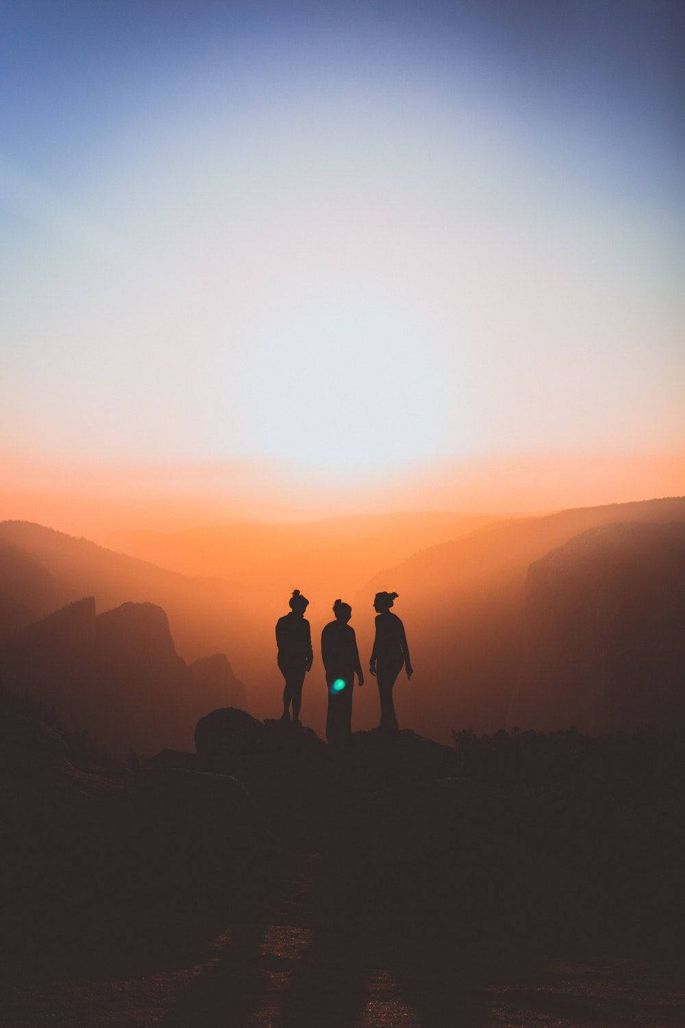 Three Ladies Silhouette Mobile, cliff, canyon, HD Phone Wallpaper