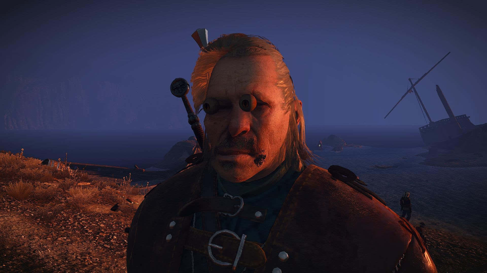 Vesemir, dusk, rocky shore, Full HD Desktop Wallpaper