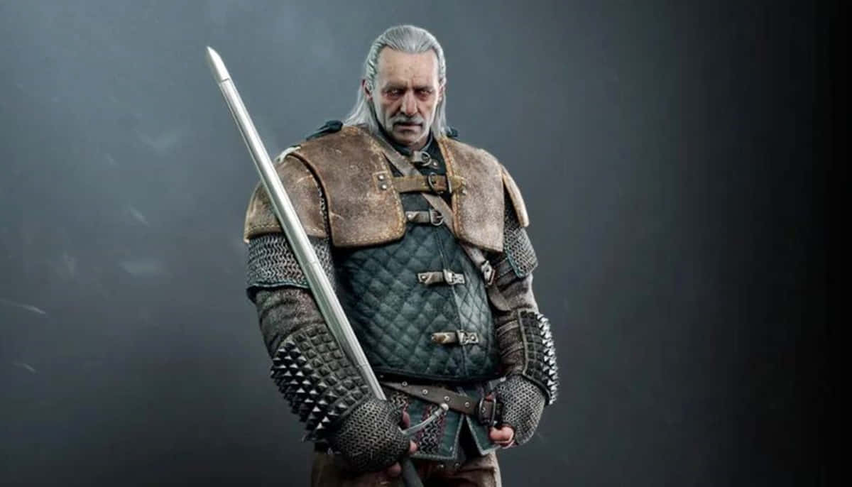Vesemir, white hair, stern gaze, SD Desktop Wallpaper