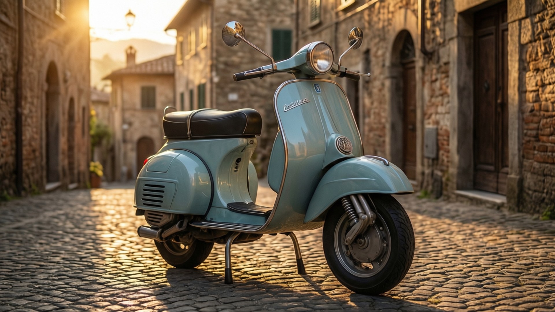 Vespa, light blue, vintage, Full HD Desktop Wallpaper