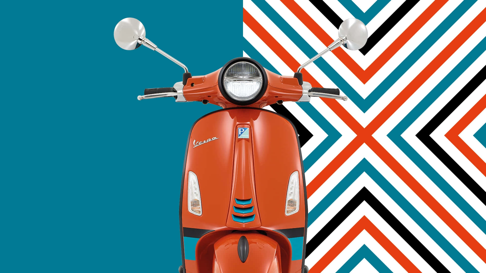 Vespa, orange, teal, Full HD Desktop Wallpaper