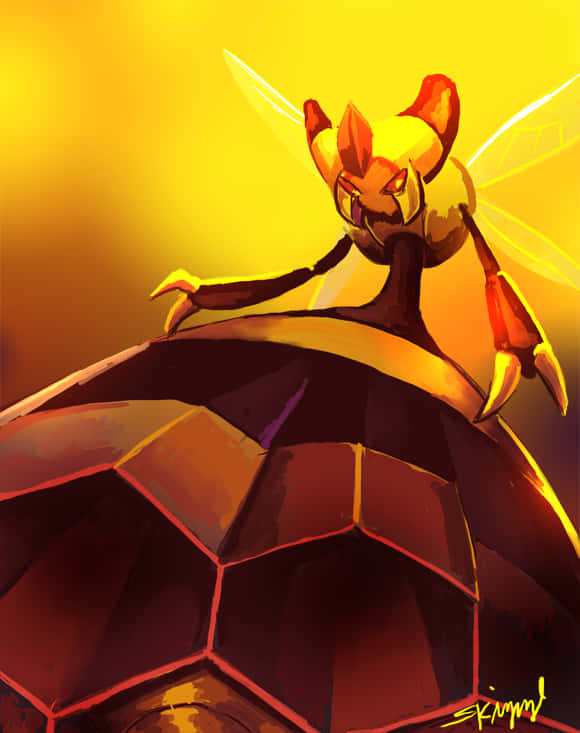 Vespiquen, yellow aesthetic, fiery yellow and orange, SD Phone Wallpaper