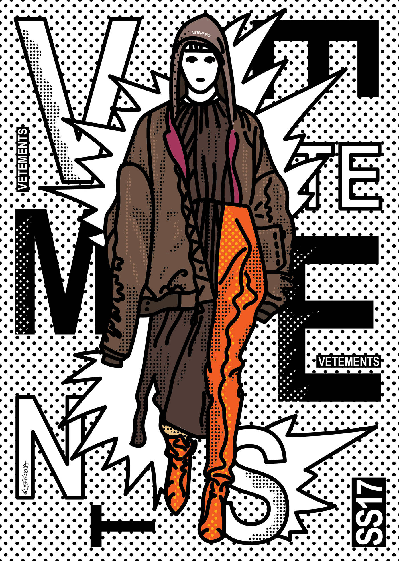 Vetements, pop art, brown hoodie, Full HD Phone Wallpaper