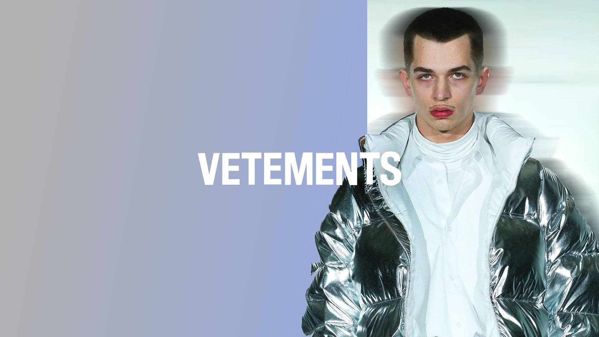 Vetements, shiny silver puffer jacket, white shirt, Full HD Desktop Wallpaper