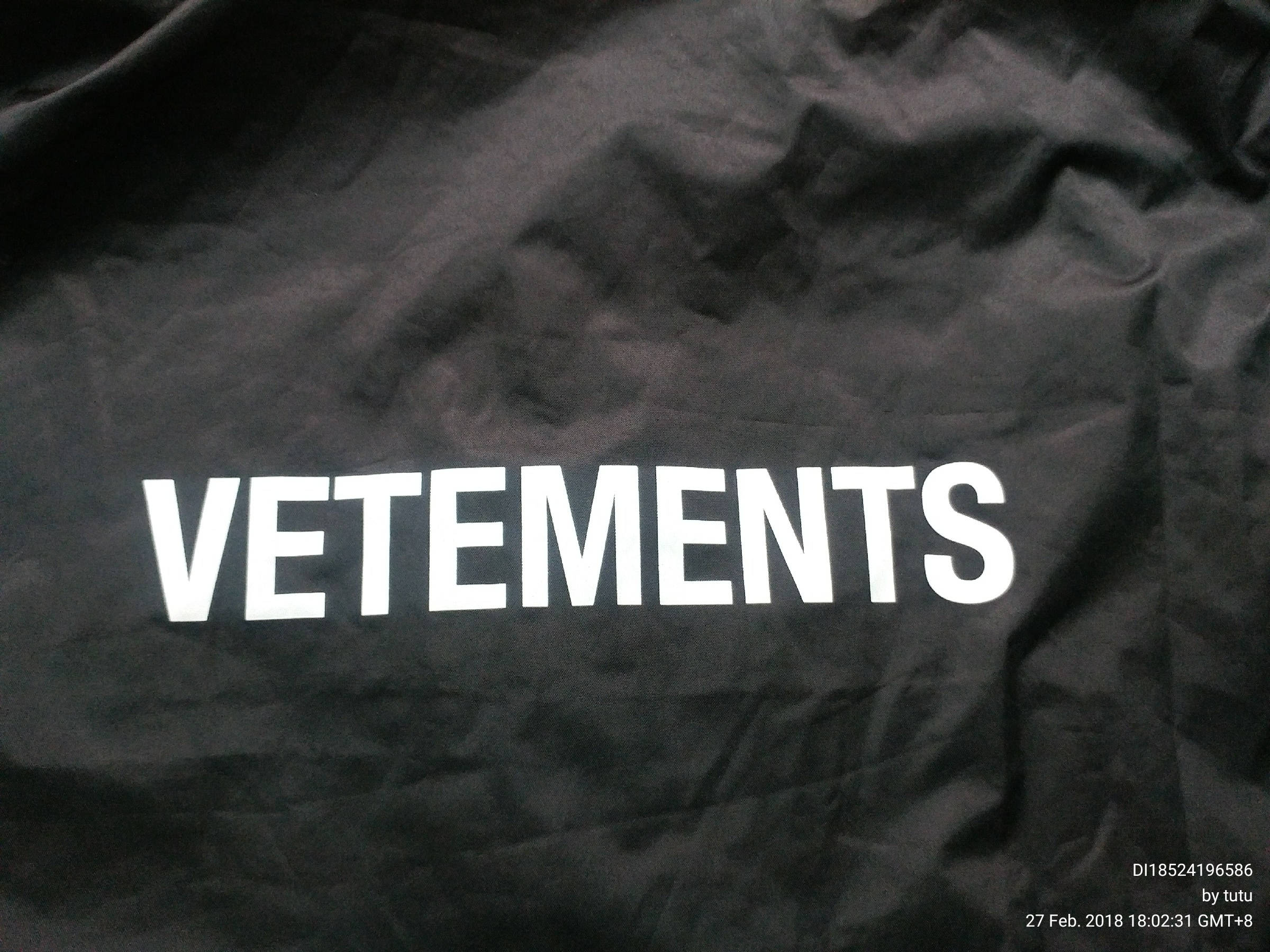 VETEMENTS, black fabric, white VETEMENTS text, Full HD Desktop Wallpaper