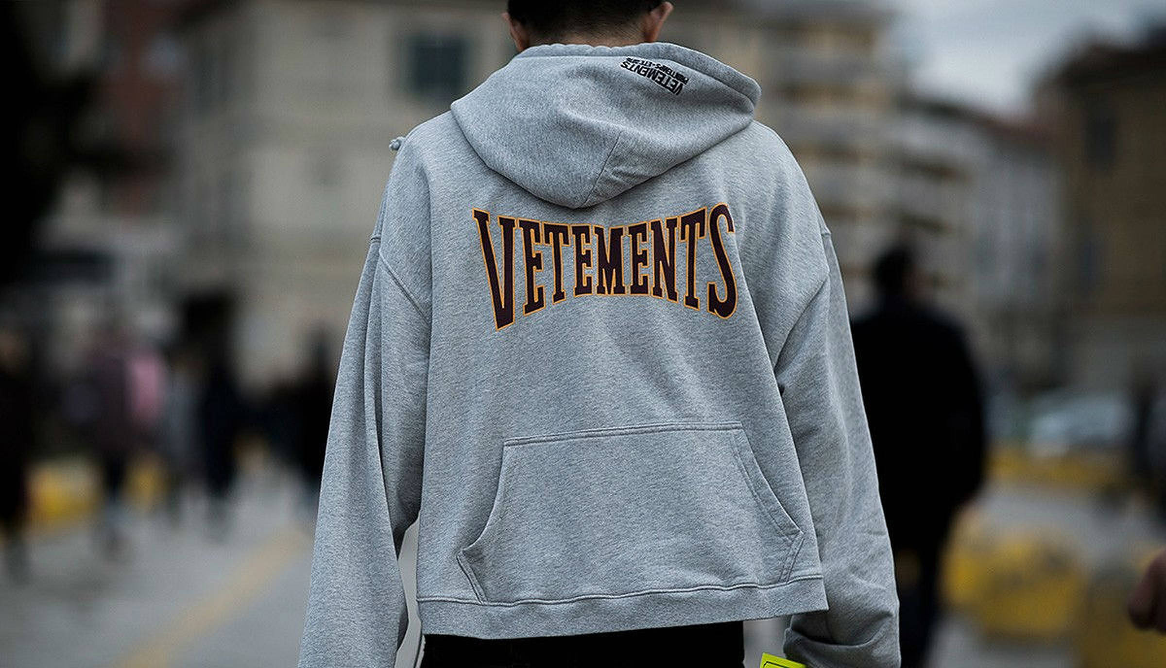 Vetements, gray hoodie, urban street, Full HD Desktop Wallpaper