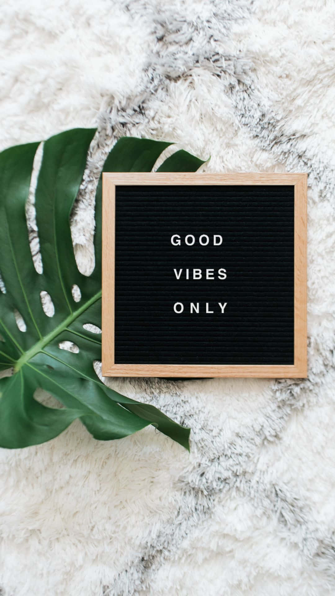 Monstera Leaf, GOOD VIBES ONLY, black letter board, Full HD Phone Wallpaper