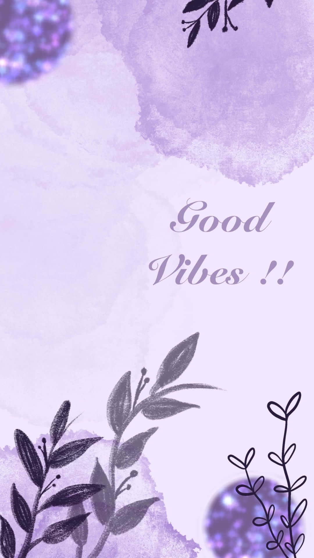Purple Watercolor, Glitter, Good Vibes, Full HD Phone Wallpaper