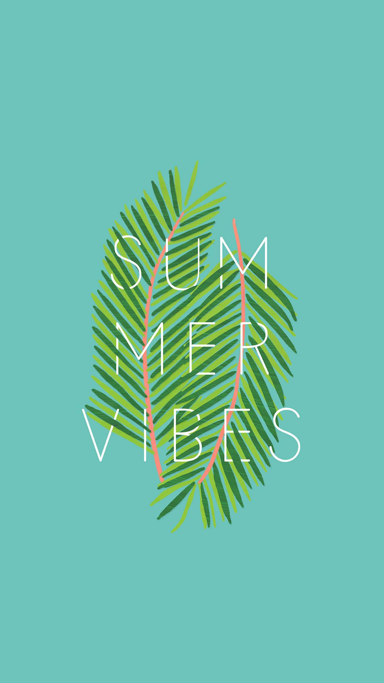 Vibrant Vibes iPhone, palm leaf, white text, Full HD Phone Wallpaper