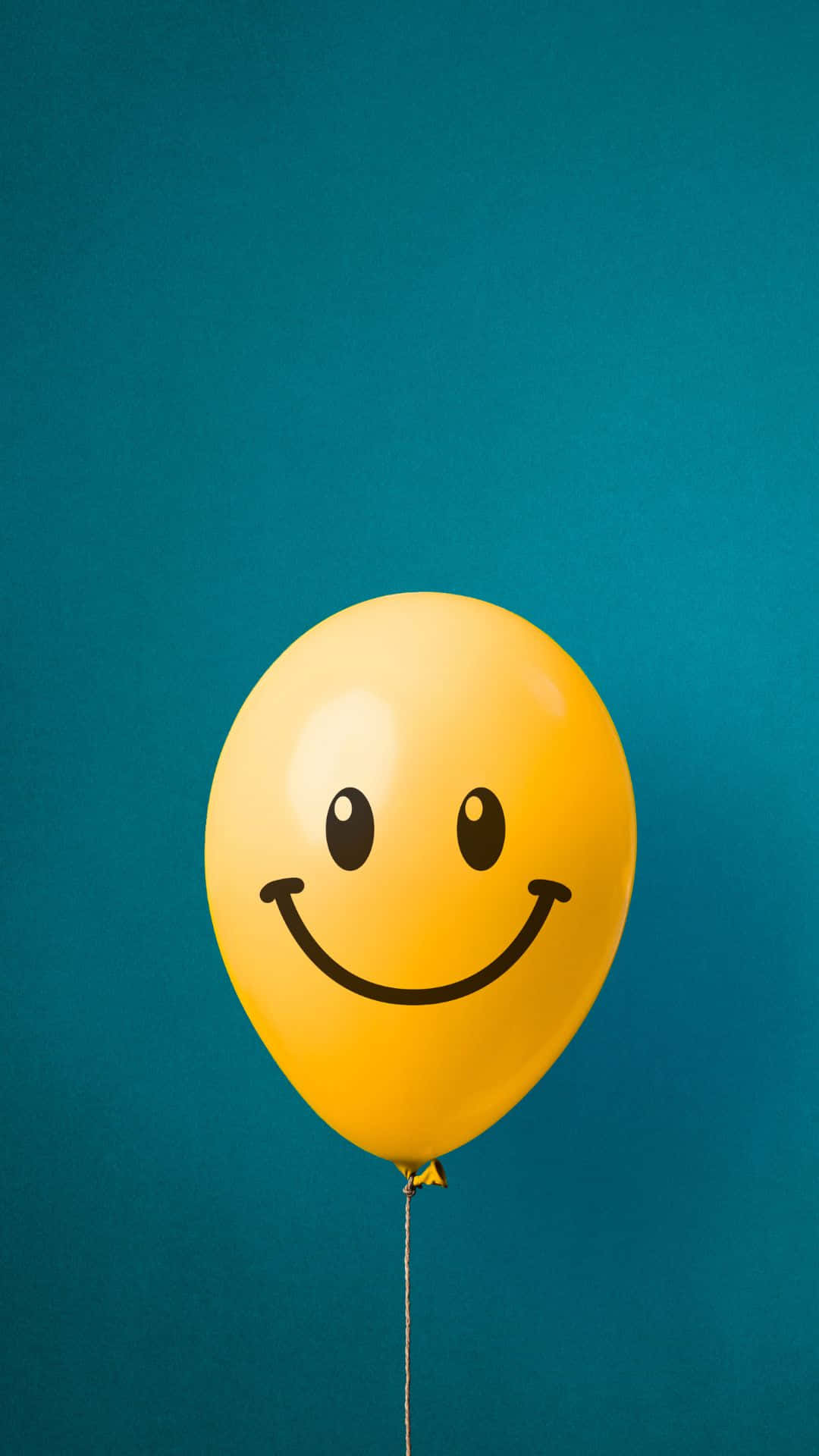 iPhone, yellow balloon, black smiley face, Full HD Phone Wallpaper