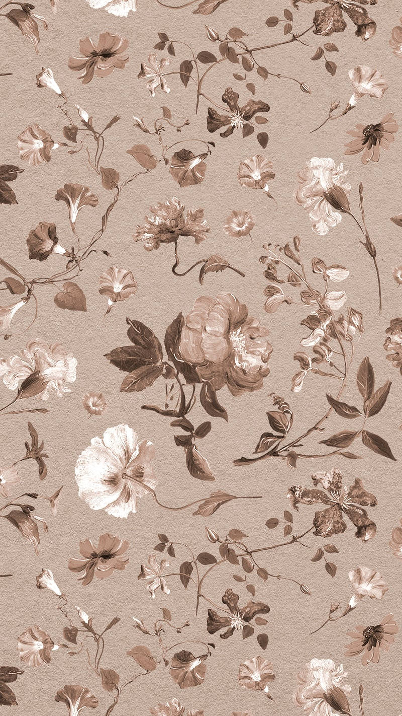 iPhone, neutral tones, floral theme, HD Phone Wallpaper