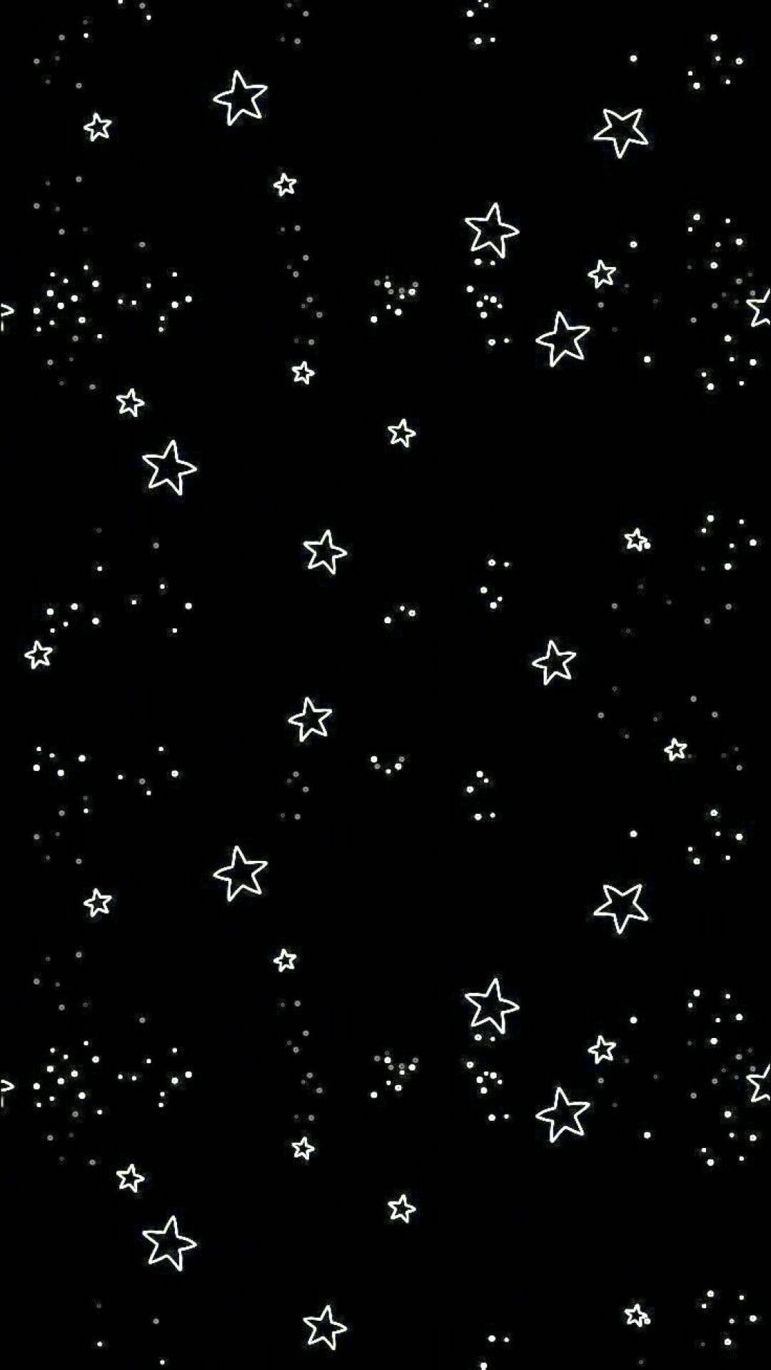 Aesthetic Grunge iPhone, black background, scattered white outlined stars, HD Phone Wallpaper