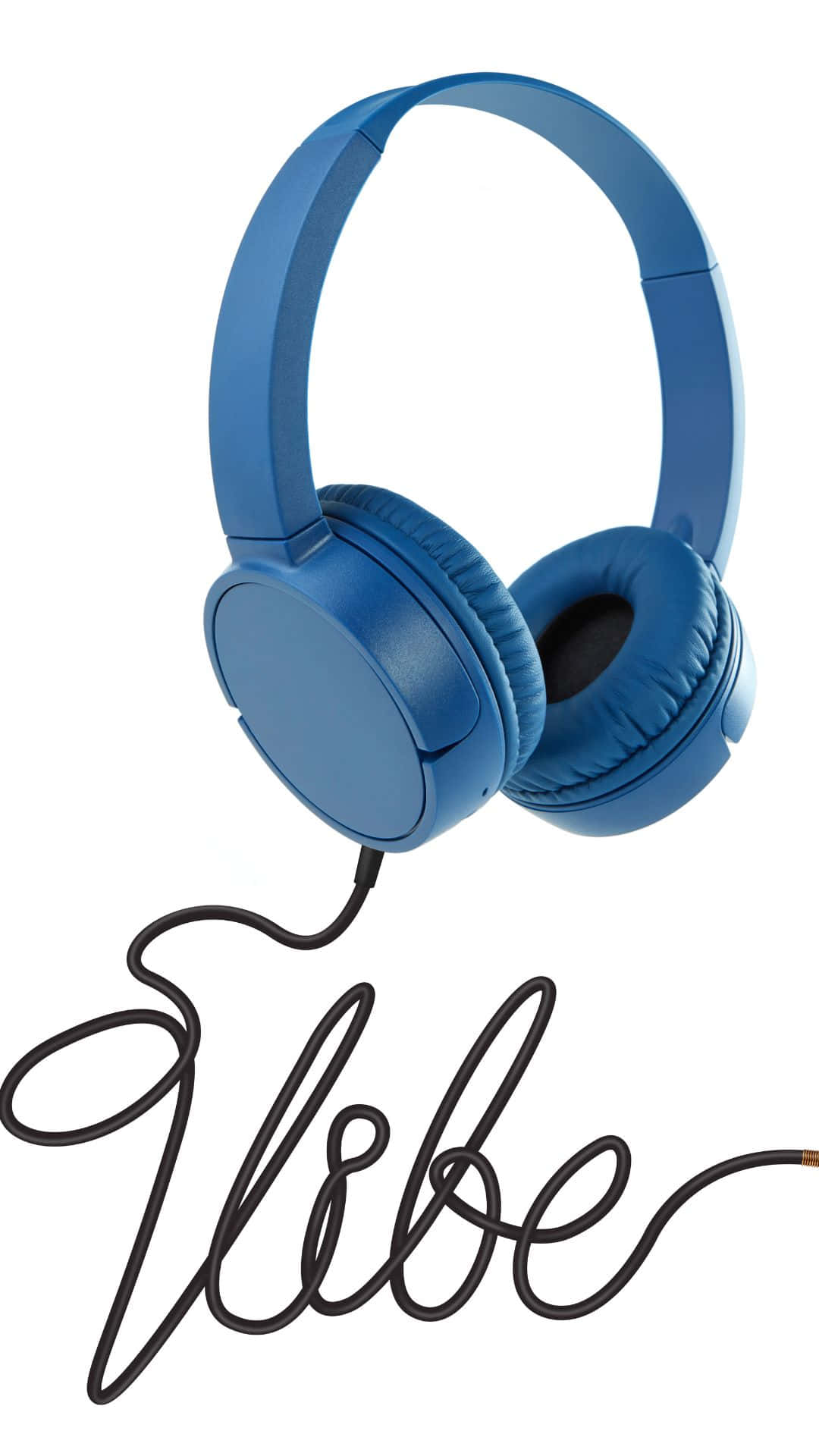 Vibe, blue over-ear headphones, black cable, Full HD Phone Wallpaper