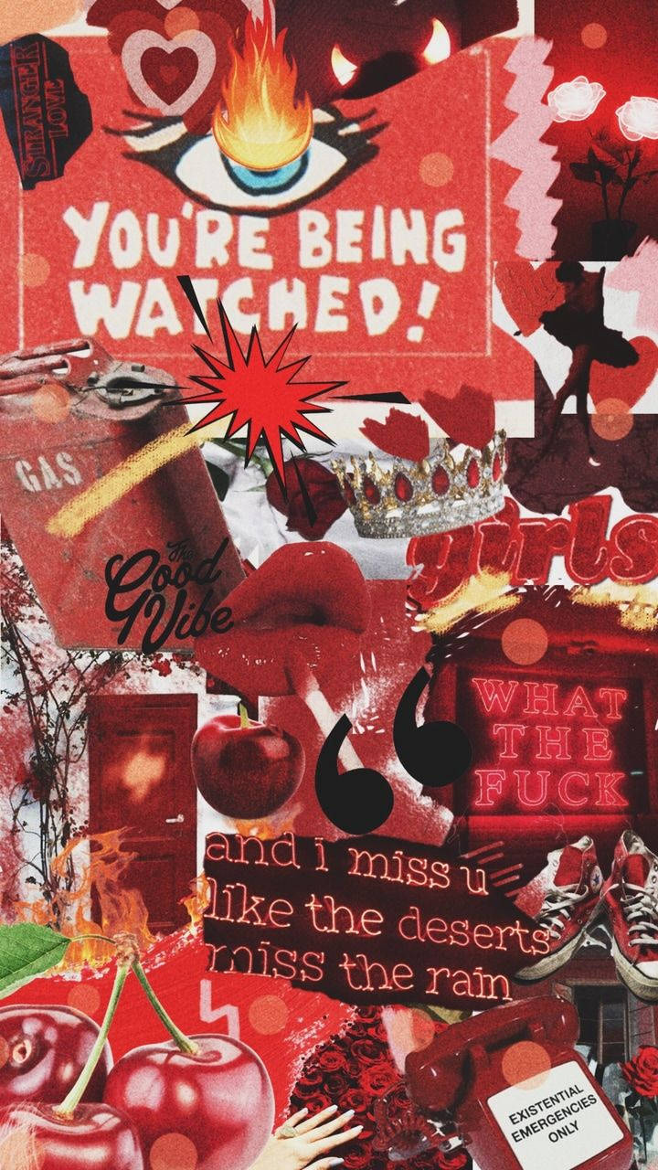 red aesthetic, eyes, flames, HD Phone Wallpaper