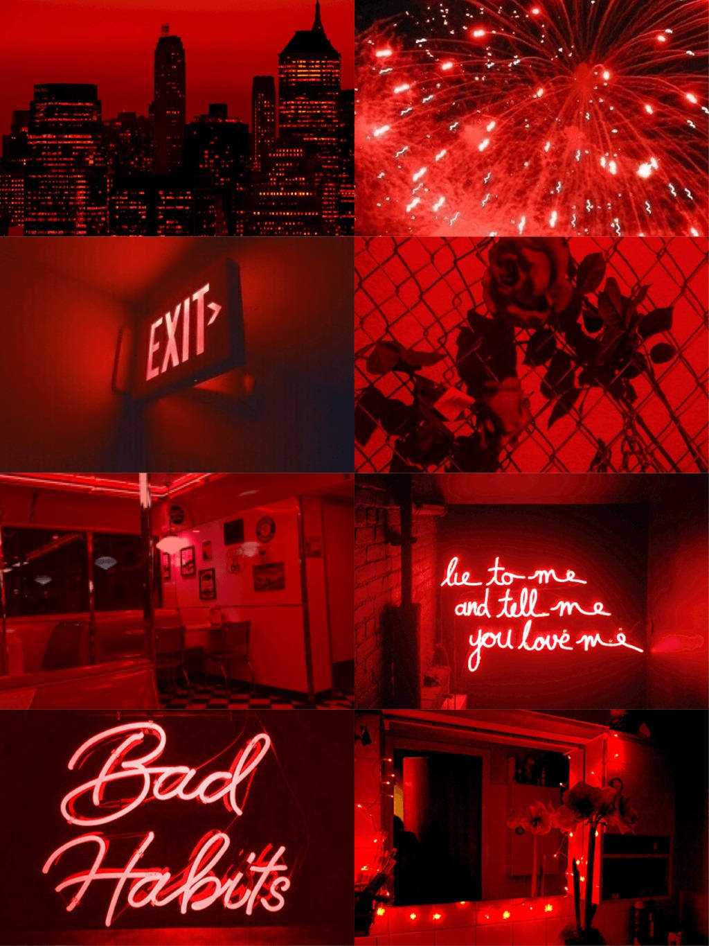 red aesthetic, neon signs, roses, HD Phone Wallpaper