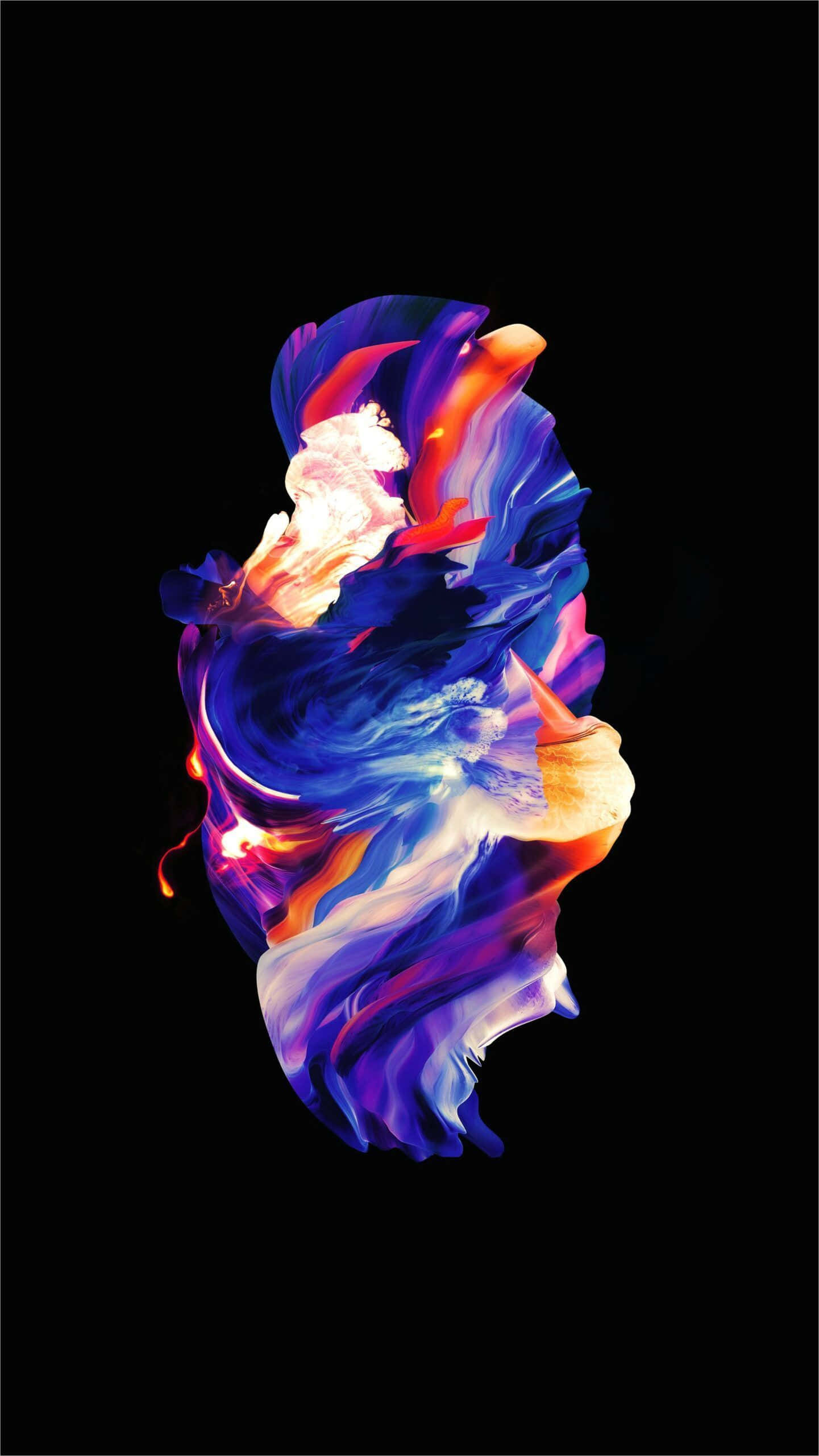 Vibrant Super AMOLED, abstract colors, stark black background, 2K Phone Wallpaper