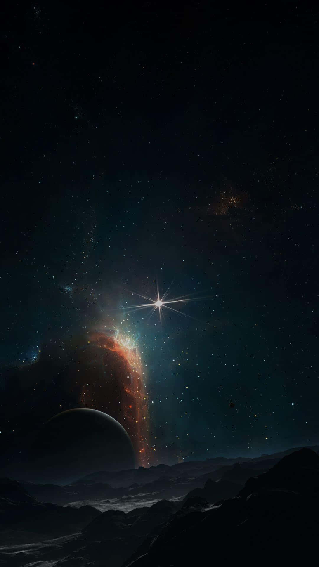 cosmic vista, glowing nebula, bright star, Full HD Phone Wallpaper