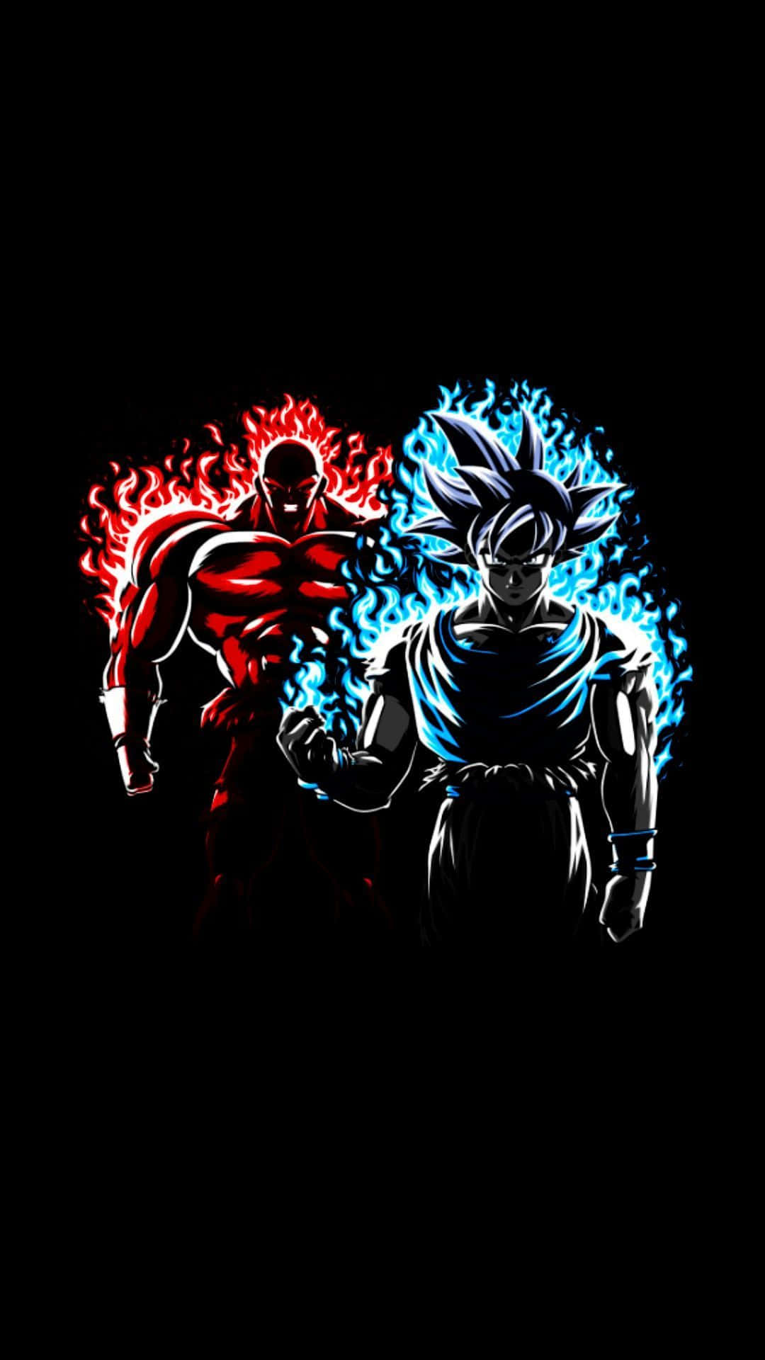 Vibrant Super AMOLED, red and blue energy, anime warriors, Full HD Phone Wallpaper