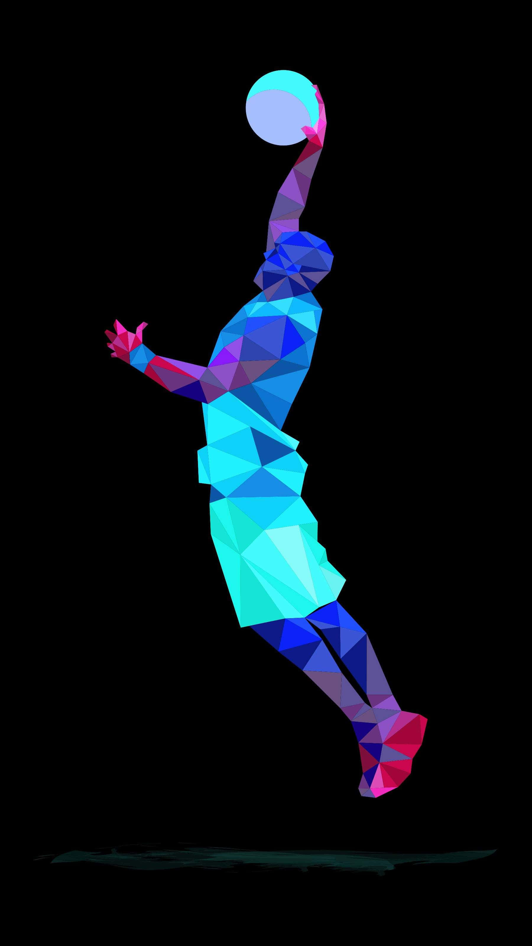 Vibrant Super Amoled, Super AMOLED, low-poly basketball player, 2K Phone Wallpaper