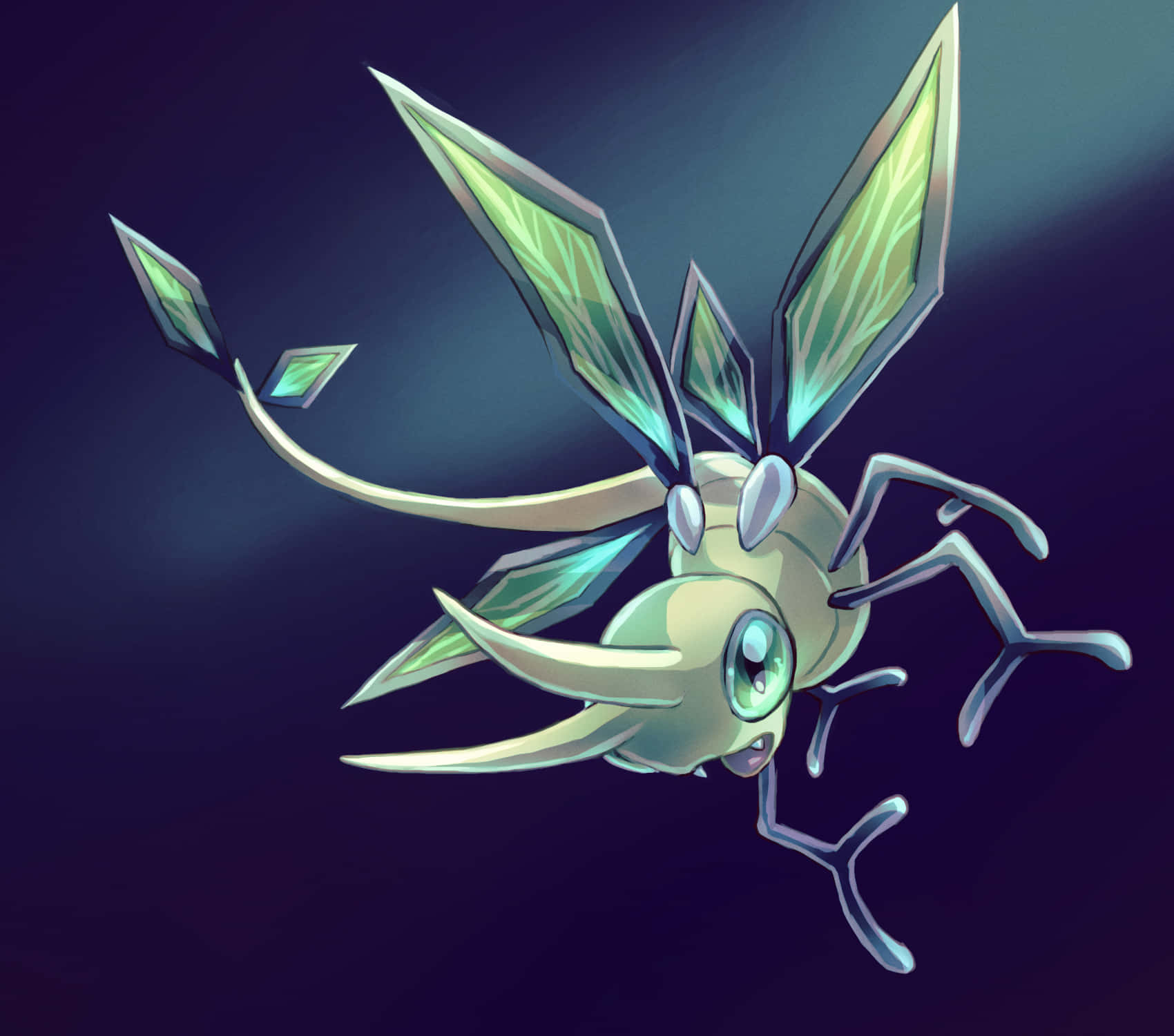 Vibrava, glowing green, crystalline wings, HD Desktop Wallpaper