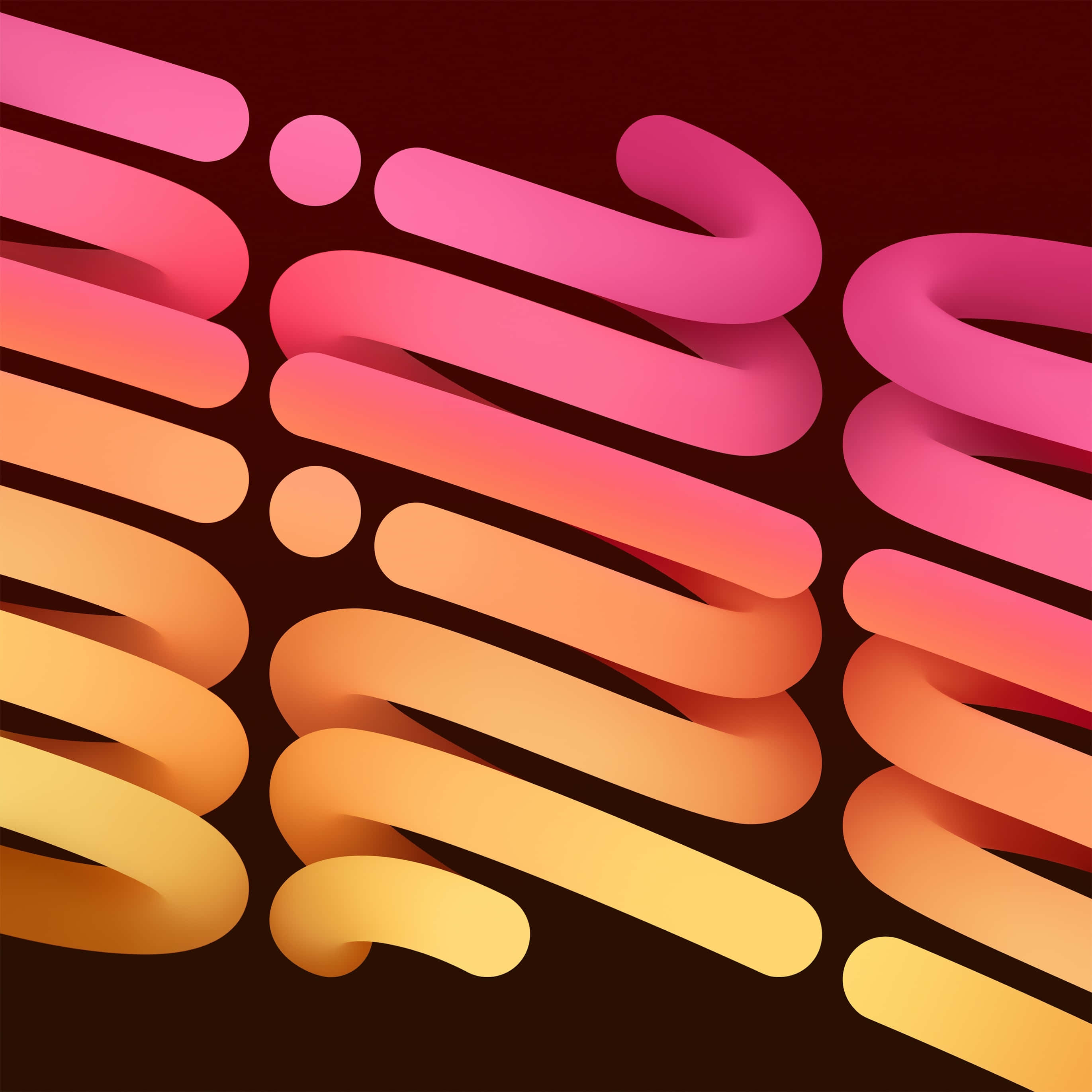 abstract color waves, pink orange and yellow, deep red background, 2K Desktop Wallpaper