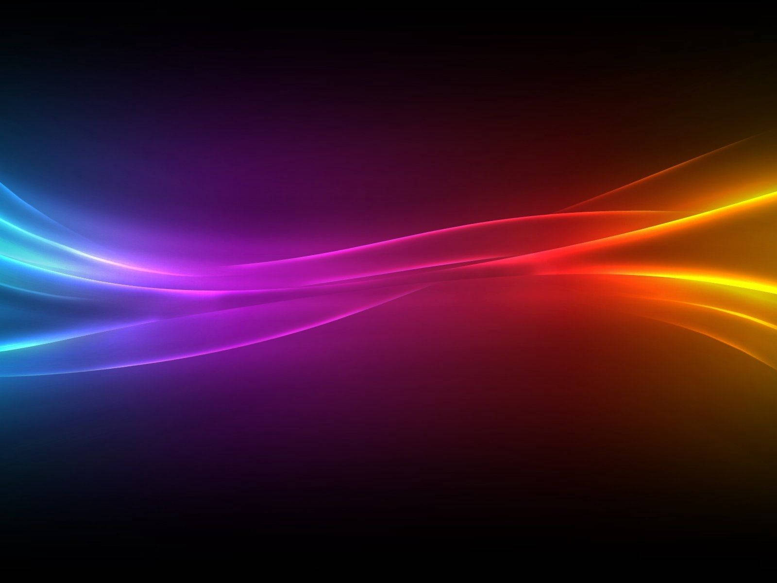 genuine colored wave lines, vibrant glowing ribbons, dark background, HD Desktop Wallpaper
