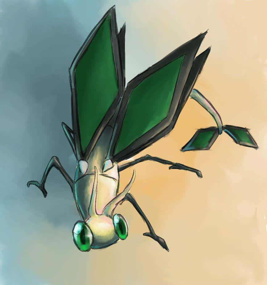 Vibrava, dark green wings, glowing eyes, SD Phone Wallpaper