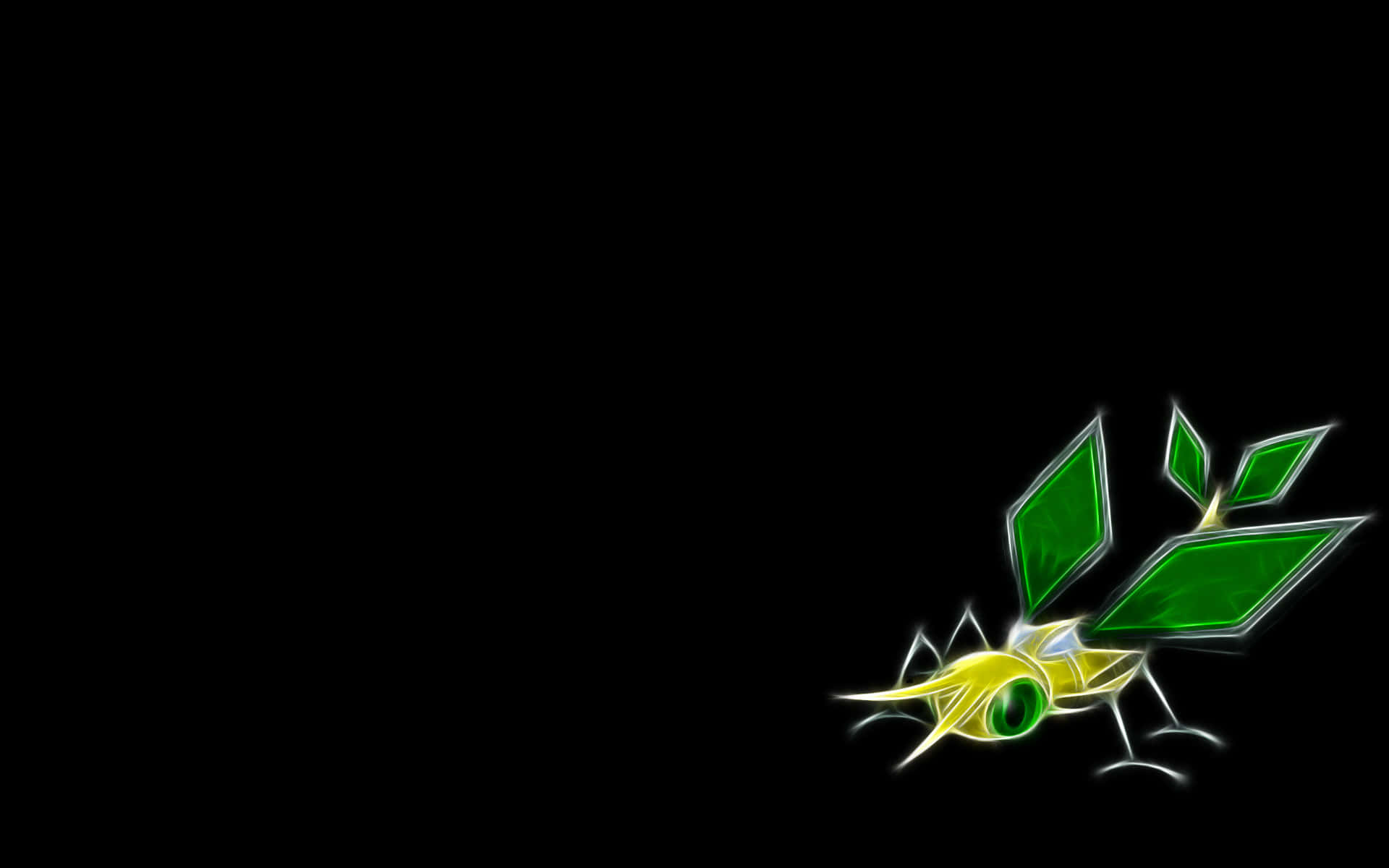 glowing green, Vibrava, leaf-like wings, Full HD Desktop Wallpaper