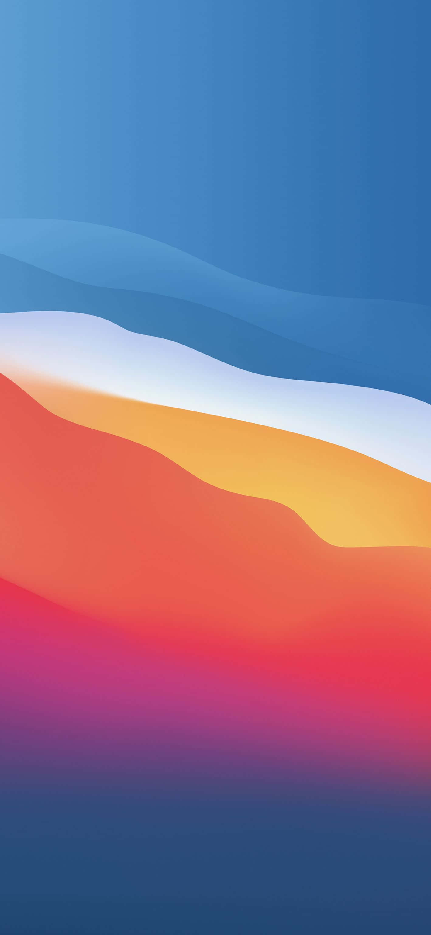 iOS 14, abstract waves, blue, 2K Phone Wallpaper