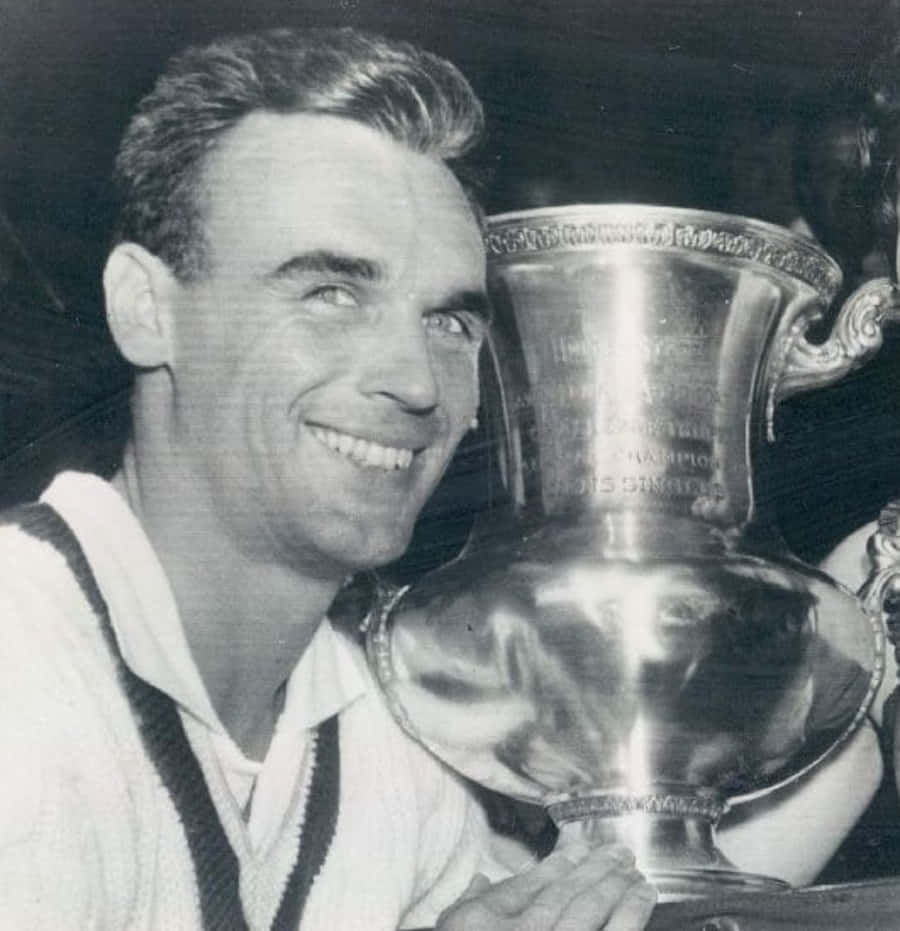Vic Seixas, vintage sports jersey, ornate silver trophy, SD Phone Wallpaper