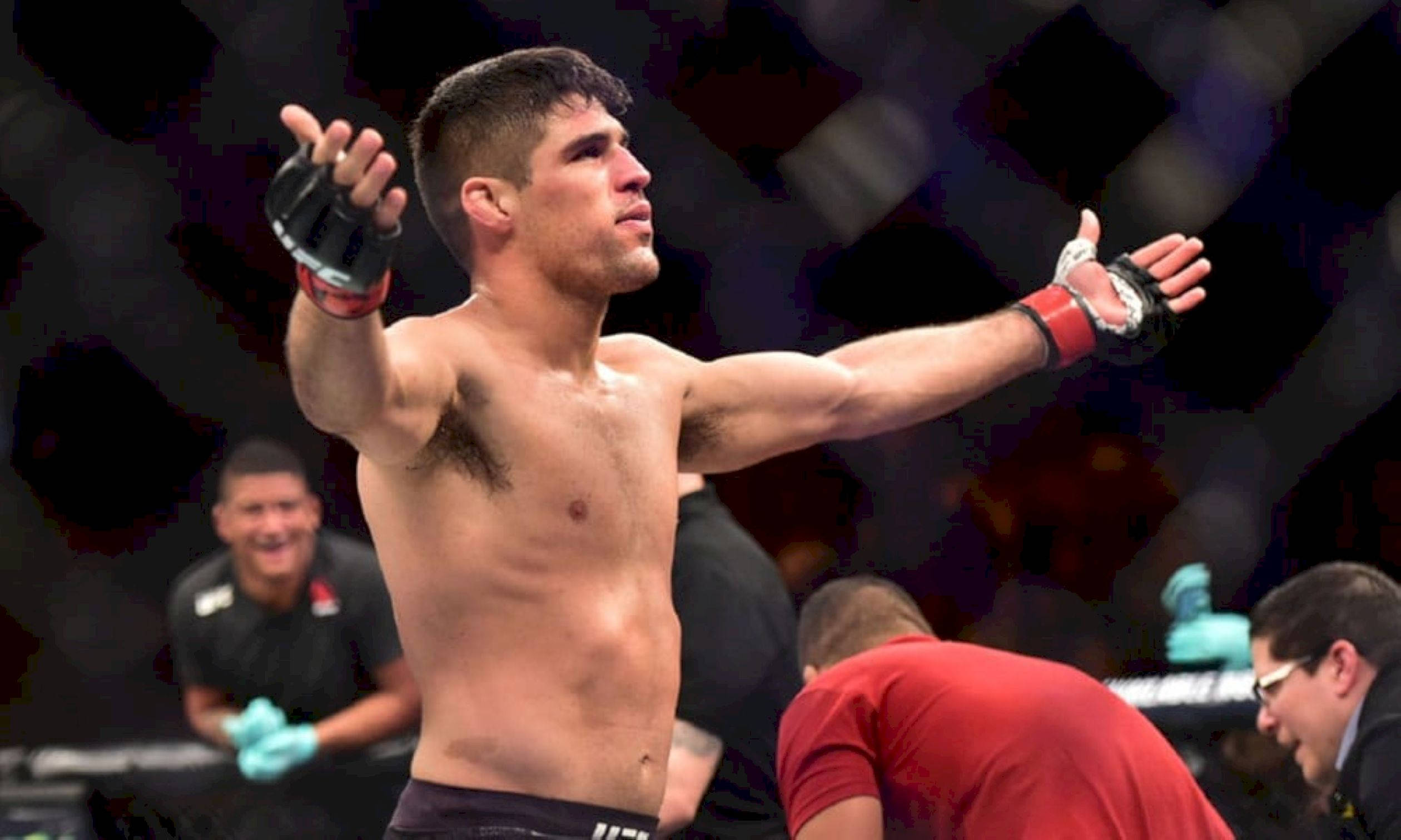 Vicente Luque, dimly lit octagon, mixed martial artist, Full HD Desktop Wallpaper