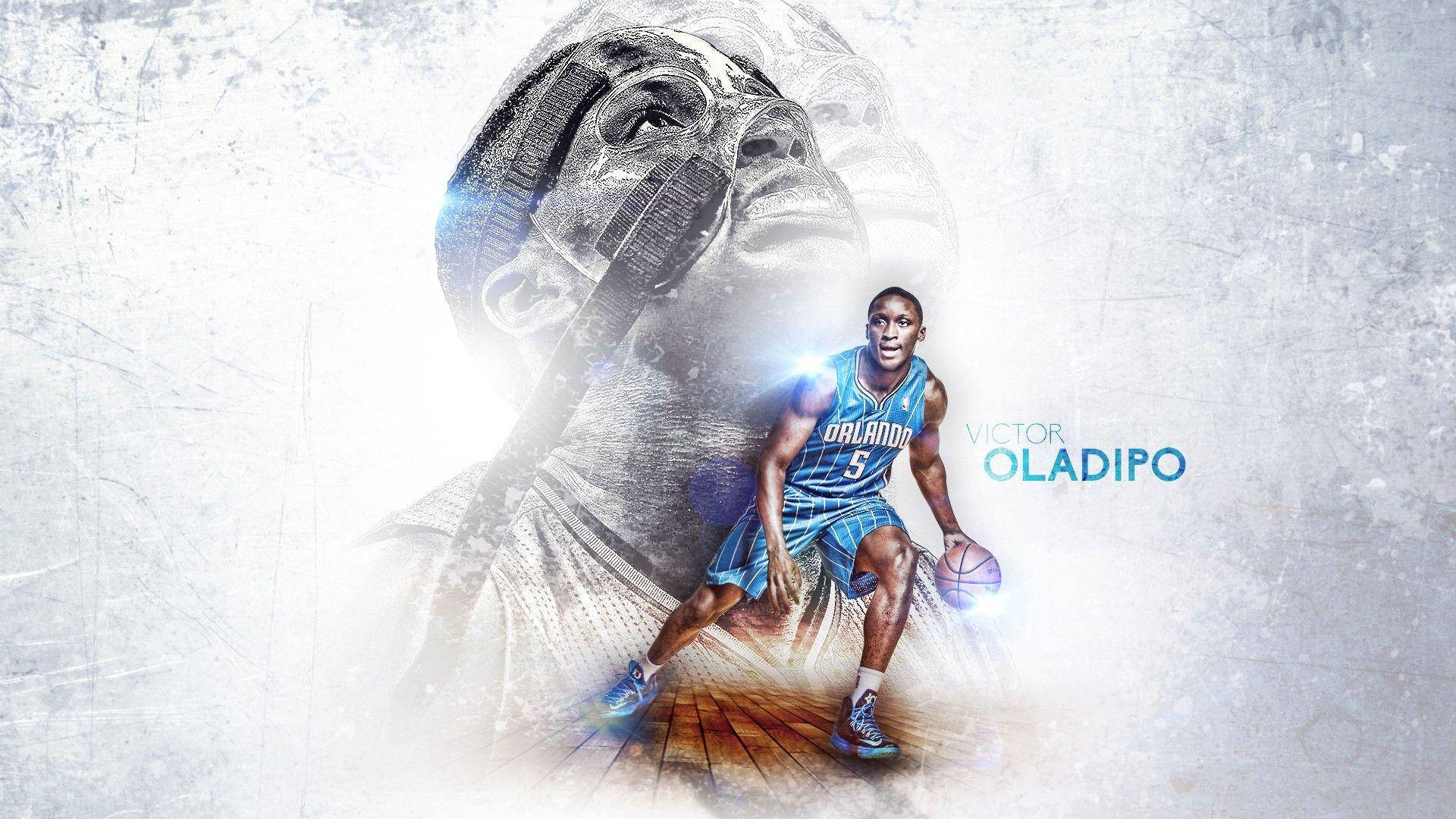 Victor Oladipo, blue Orlando jersey, textured background, Full HD Desktop Wallpaper