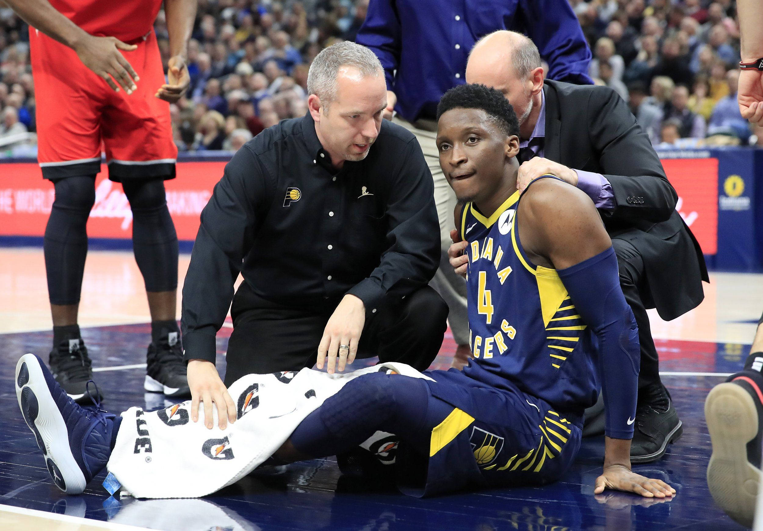 Victor Oladipo, blue and yellow uniform, coach, Full HD Desktop Wallpaper