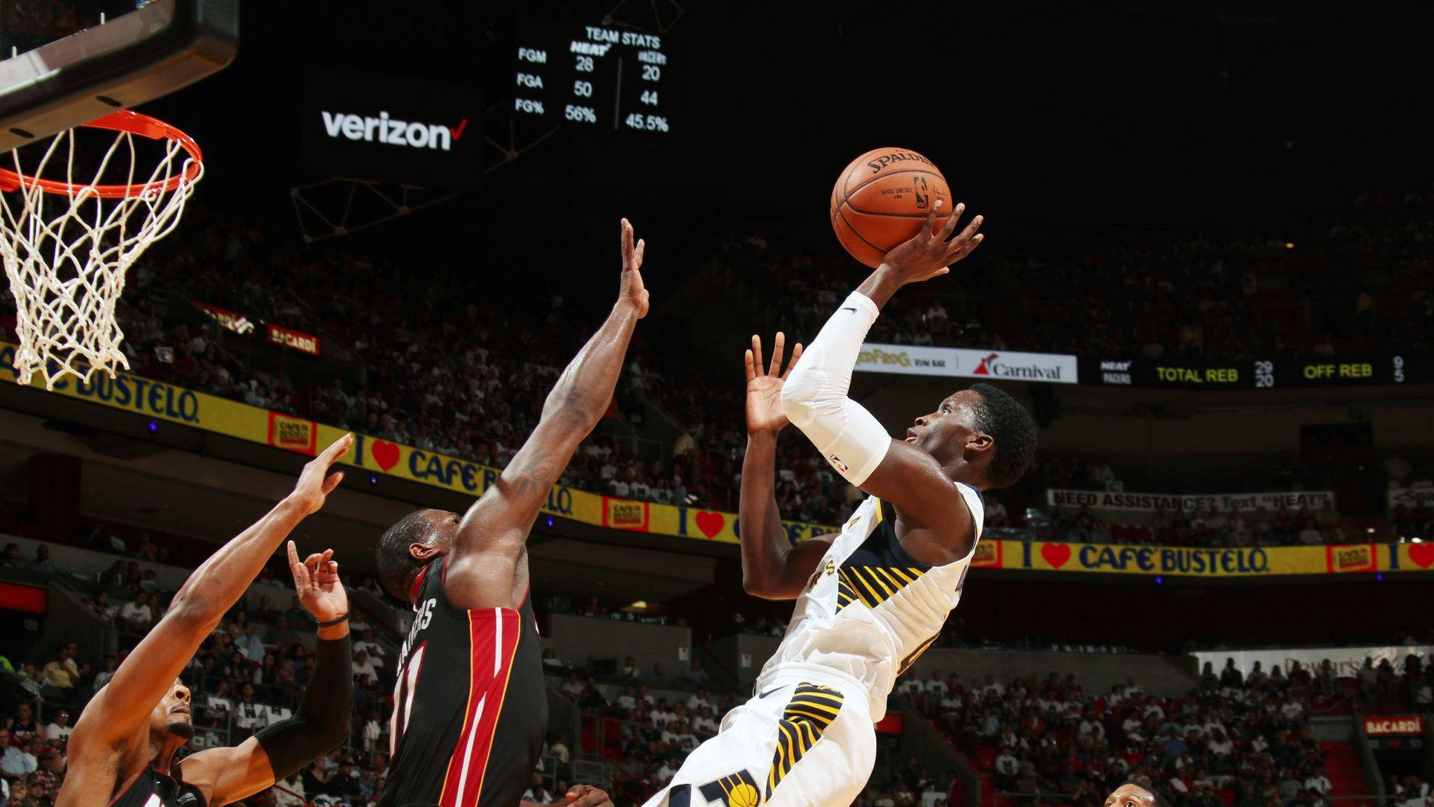 Victor Oladipo, jumping on the court, basketball player, Full HD Desktop Wallpaper