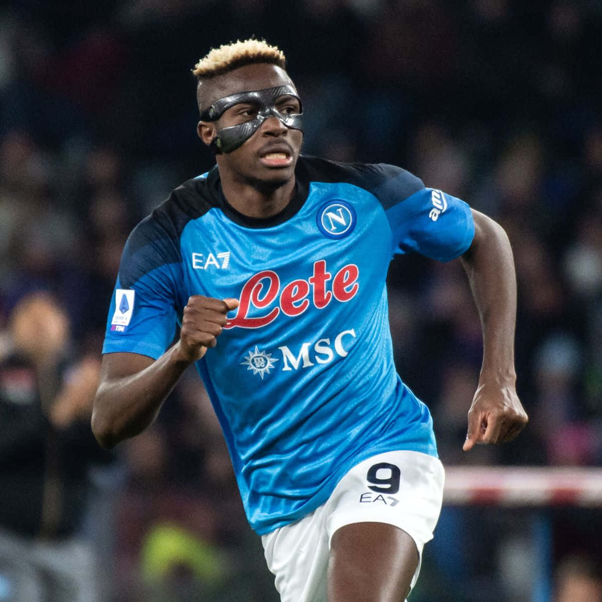 Victor Osimhen, blue Napoli jersey, number 9, SD Desktop Wallpaper
