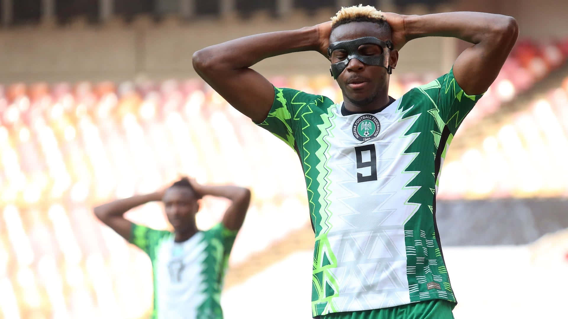 Victor Osimhen, green and white jersey, number 9, Full HD Desktop Wallpaper